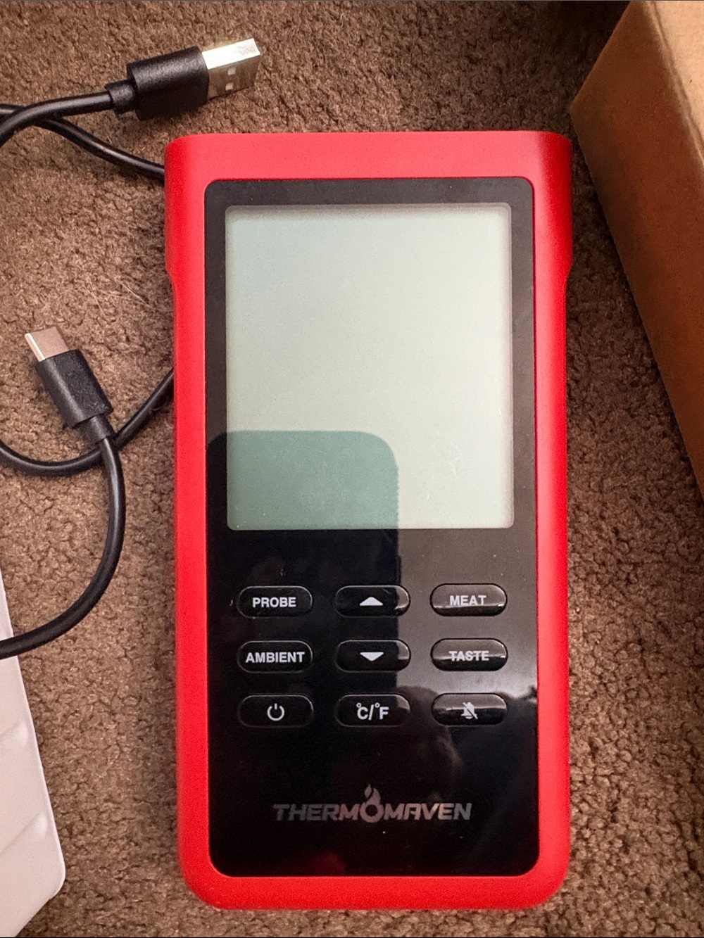 Source Unknown Red and Black Digital BBQ Meat Thermometer Controller